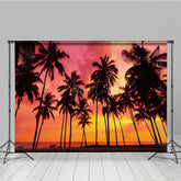 Aperturee - Aperturee Sunset Romantic Vibe Coconut Tree Beach Backdrop
